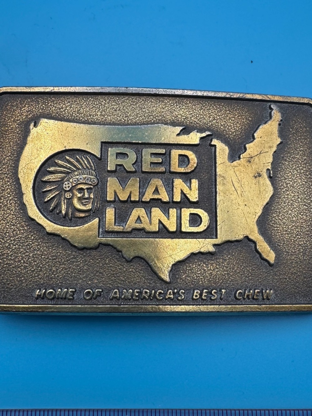 Red Man Land Home Of America's Best Chew Tobacco Advertising Belt Buckle Vintage